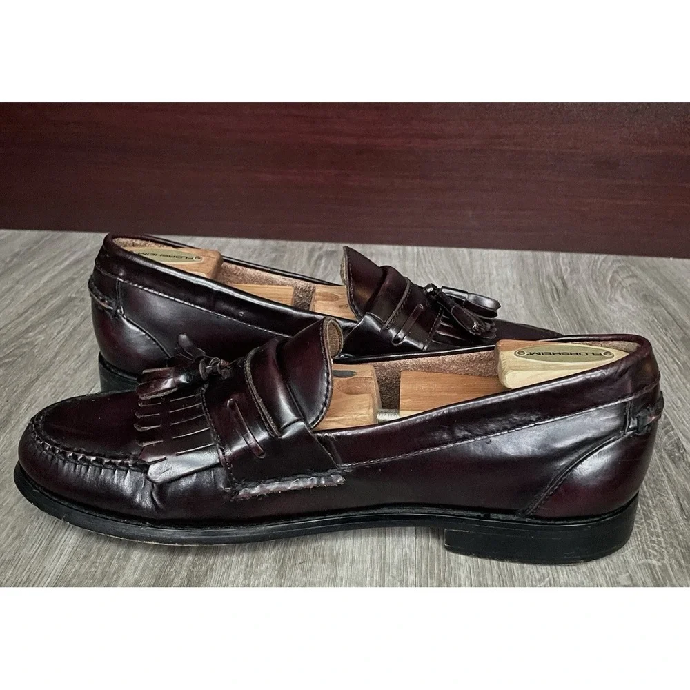 Bass Men's Size 10 M Loafer Maroon Leather Dress‎ Shoes